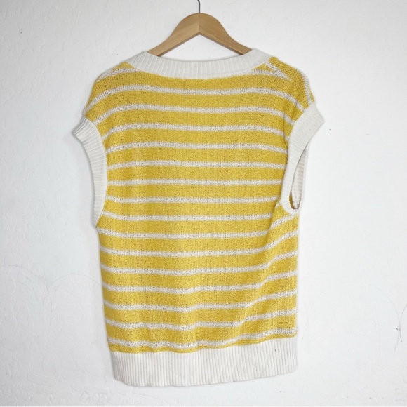 ZARA Rustic Yellow Stripe Oversized Knit Sweater Vest - Picture 4 of 7